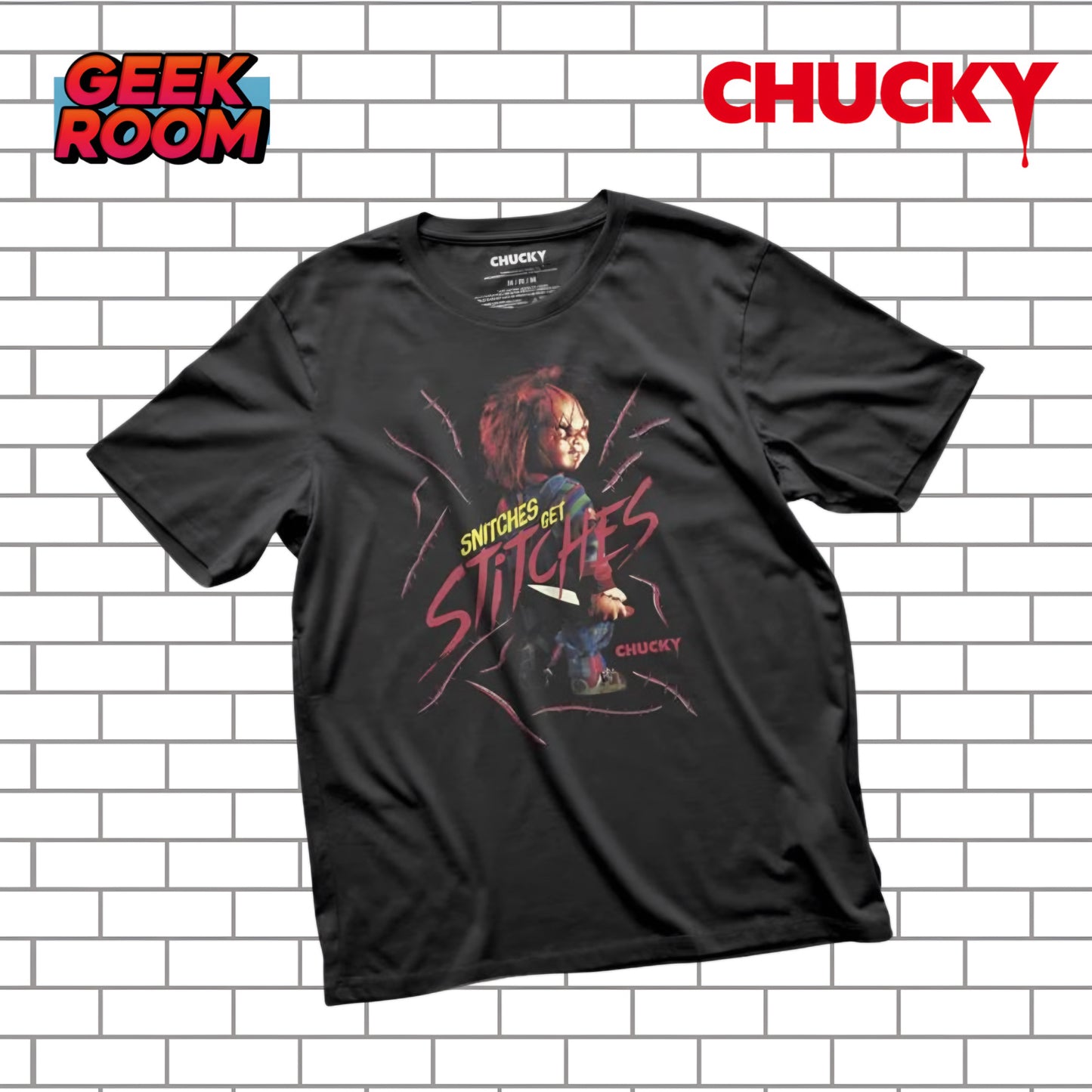 Chucky “Snitches get Stitches” Black Tee