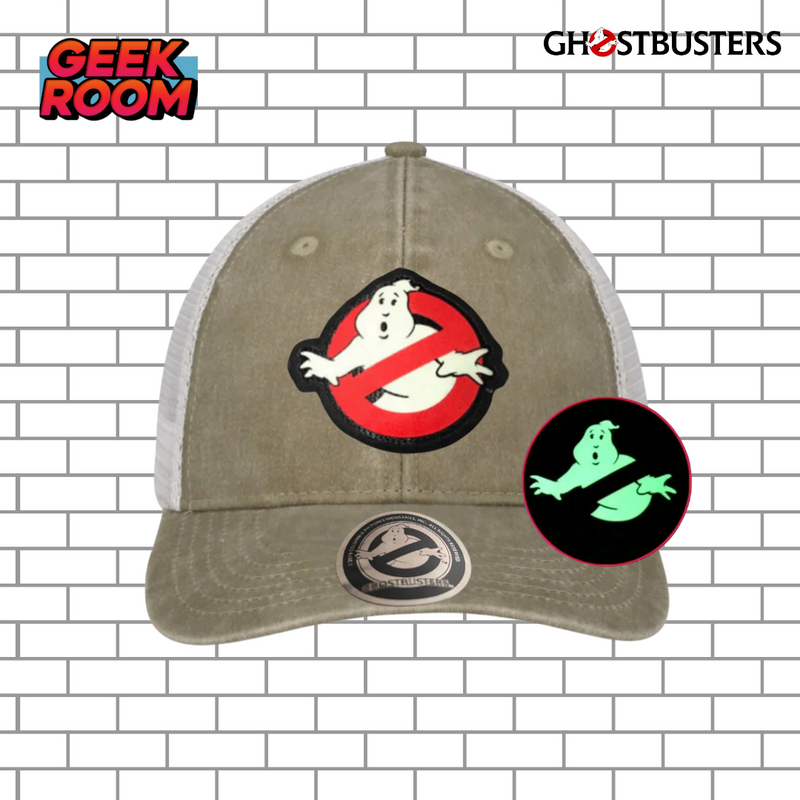 Ghostbusters “Classic Logo” Glow in the Dark Beige & White Vintage Trucker