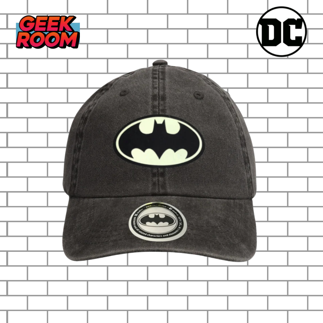 DC Comics Batman “Glow in the Dark Logo” Grey Vintage