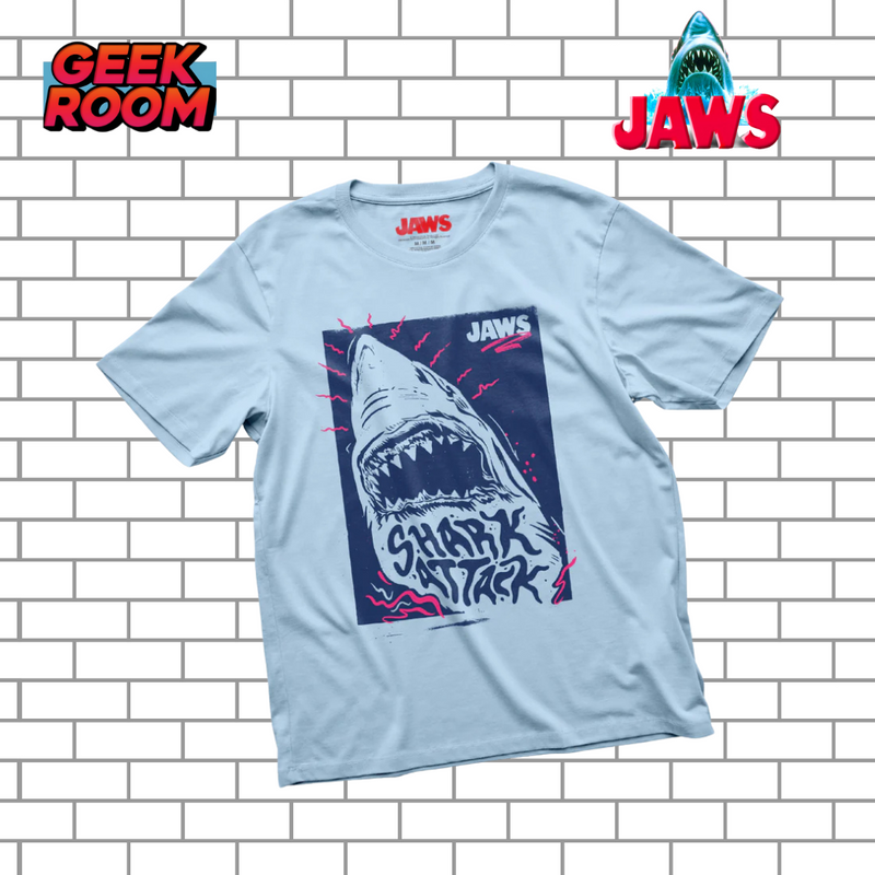 Jaws “Shark Attack” Light Blue Tee