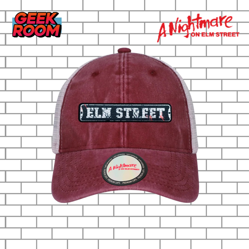 A Nightmare on Elm Street “Street Sign” Red Vintage Trucker