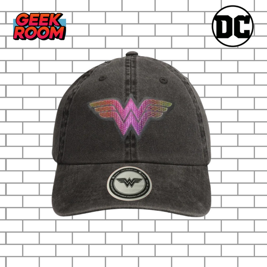 DC Comics Wonder Woman “Fucsia Logo” Grey Vintage