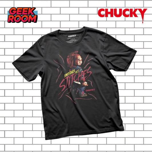 Chucky “Snitches get Stitches” Black Tee