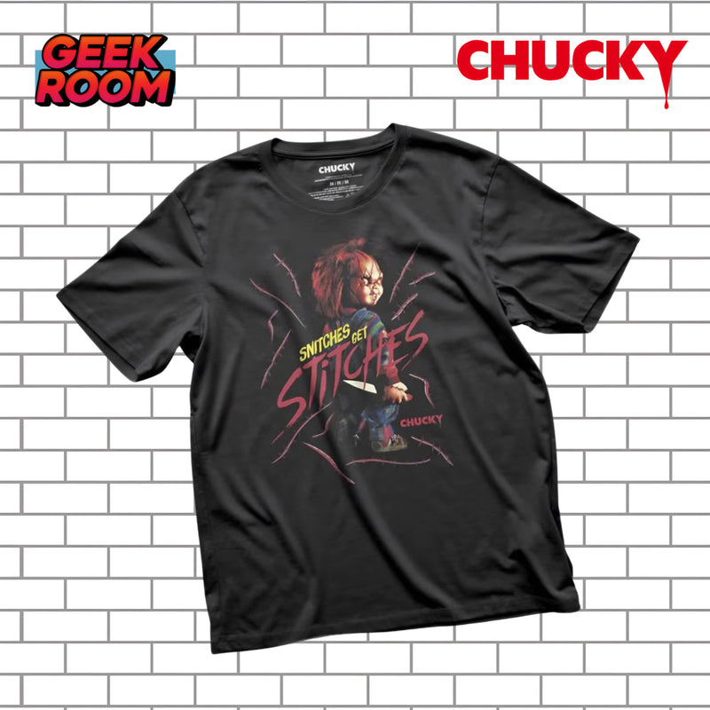 Chucky “Snitches get Stitches” Black Tee